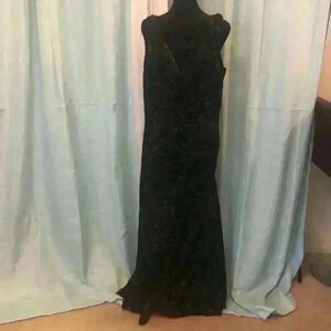 Velvet patterned black long dress, 12